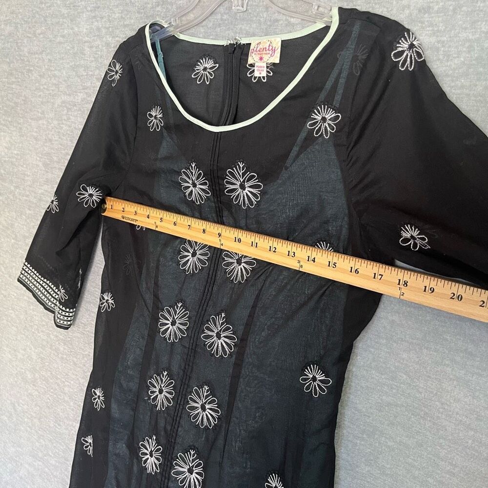 Plenty by Tracy Reese Sheer Cotton Dress Size 8 Embroidered Floral Resort Cruise - Picture 7 of 12